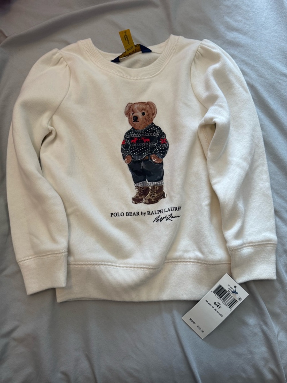 Polo by Ralph Lauren White Crewneck with Embroidered Bear